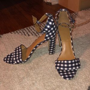 J. Crew Navy Gingham heels